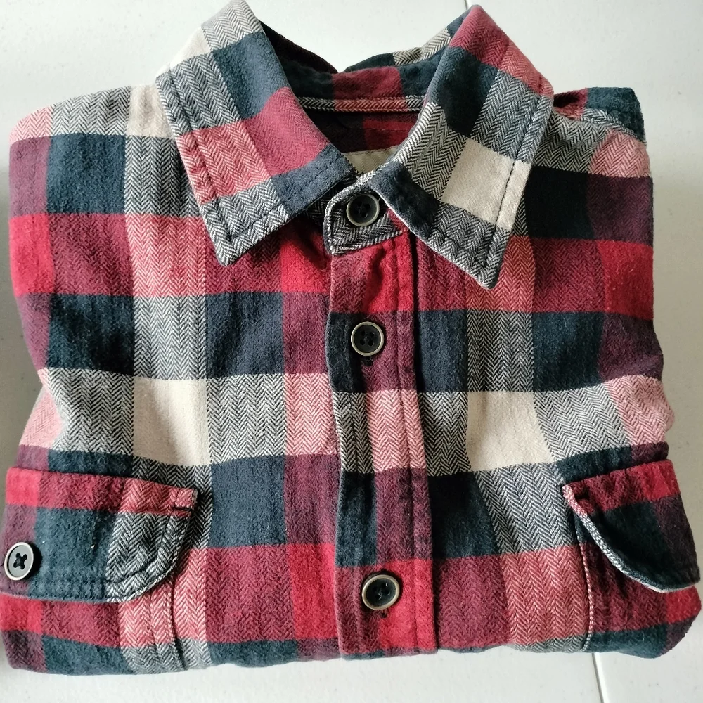 Jachs Set Of 2 Mens Cotton Flannel Mens Shirts M Check Plaid Modern Outdoorsy